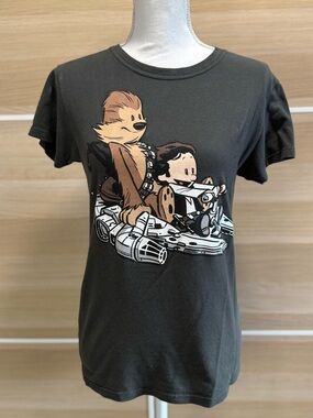 Women’s Short Sleeve Graphic Tee - Black Chewbacca & Han Print